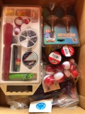 Fishing supplies, bobbers, worms etc.