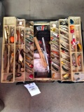 Steel tackle box and contents