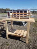 Wood garden shelf/work bench