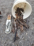 Old wrenches, hitch, and tools