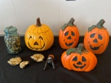 Ceramic & pottery Halloween pumpkins, Ball Ideal 1908 canning jar, etc.