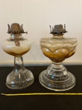 (2) Antique oil lamps.