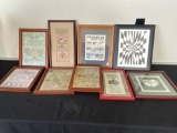 (9) Framed prints. All pictured samplers are prints.