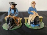 Pair cast iron Amish bookends, 4 3/4