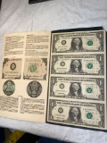 (4) Uncut 1995 $1 Federal Reserve Notes (New York).
