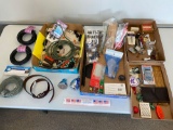 Variety of hardware incl. (2) new shower heads, size 34 new brown belt...