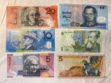 (6) Pcs. Foreign currency (Australia, New Zealand, Romaniei).