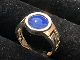 14K Gold ring w/ blue stone, marked .585.