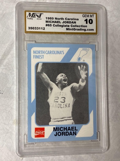 1989 Coca-Cola Collegiate Collection #65 Michael Jordan card, Gem Mint 10 grade.