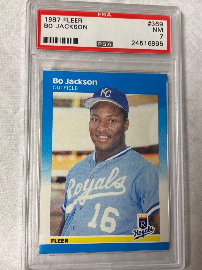 1987 Fleer #369 Bo Jackson card, PSA NM7 grade.