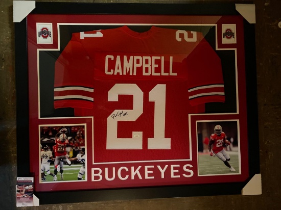 Campbell signed Ohio State Buckeyes jersey, 36 x 44 frame, JSA COA #WPP367533.
