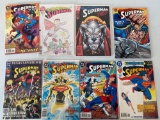 (8) Superman comics.