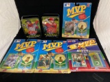 (4) MVP card & collector pin sets, (2) empty Topps 2020 baseball card tins.