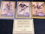 1991 Enor Corp. autographed Pro Football HOF cards (Parker, Turner, Weinmeister), Score Board COA.