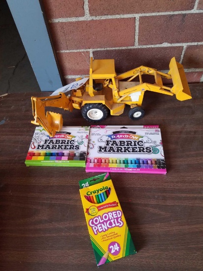 IH toy tractor and coloring items