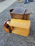 Sewing stand, oak side table and mag rack