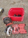 Craftsman tools, circular saw, socket set, fan, grinder