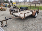 Valley 6 ft x 10 1/2 ft approx utility trailer with rear and side ramps, 2 in ball