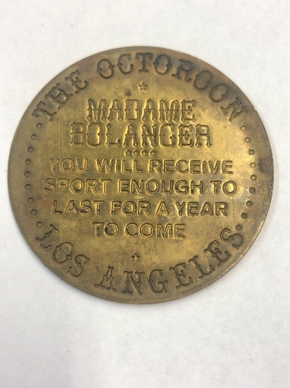 Vintage brothel token, Los Angeles, Octoroon