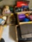 6 flats miscellaneous items, Christmas, purses, beach stuff, pens collection, bottle openers, onion