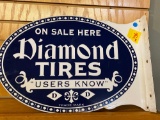 Double sided Diamond Tire sign, porcelain