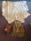 Large cowhide, leather vest & purse