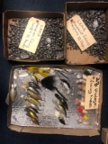 Vintage fishing lures, lead weights