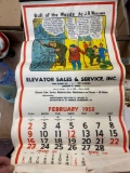 1958 elevator sales and service calendar Akron Ohio