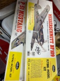 2 Guillows plane model kits Messer Schmidt bf -109, p-51 mustang