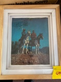 Signed Lone Ranger and Tonto picture framed and 2 small early prints in frames