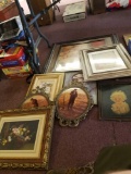 Assorted prints and frames