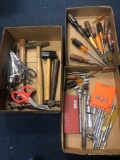 3 flats tools, hammers, scissors, screwdriver