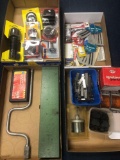 4 flats of various tools, socket, jig saw blades, etc