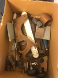 Box of tools, clamps, T square, etc