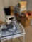 Lot of microwave, drum, lamp, fake hair, light fixture, bedside commode, roaster, shredder and more