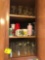 Contents of kitchen cabinet, glassware, stemware, cups