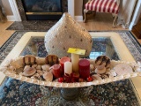 Shell table decor and vase candles