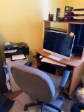 Desk, desk chair, printer, file cabinet, Dell computer, and contents of desk and desk mat