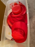 Tote of red hats