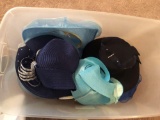 Tote of blue hats