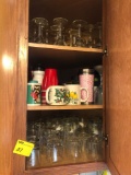 Contents of kitchen cabinet, glassware, stemware, cups