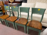4 dining room chairs, painted sage green color