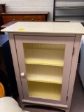 Painted wood cabinet with glass doors