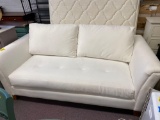 White couch very soft, velvet feel, clean, 77 inches long