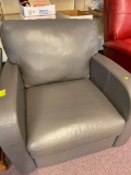 Faux leather swivel chair, grey color