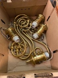 Brass light fixture and 1 box electrical items