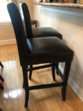 Pair of bar stools, brown leather like, 30