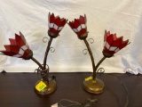 2 matching desk lamps, lead glass