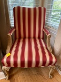 Pair of red and gold colored high-back chairs beautiful clean condition