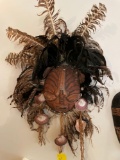 African Tribal mask with shells and feathers